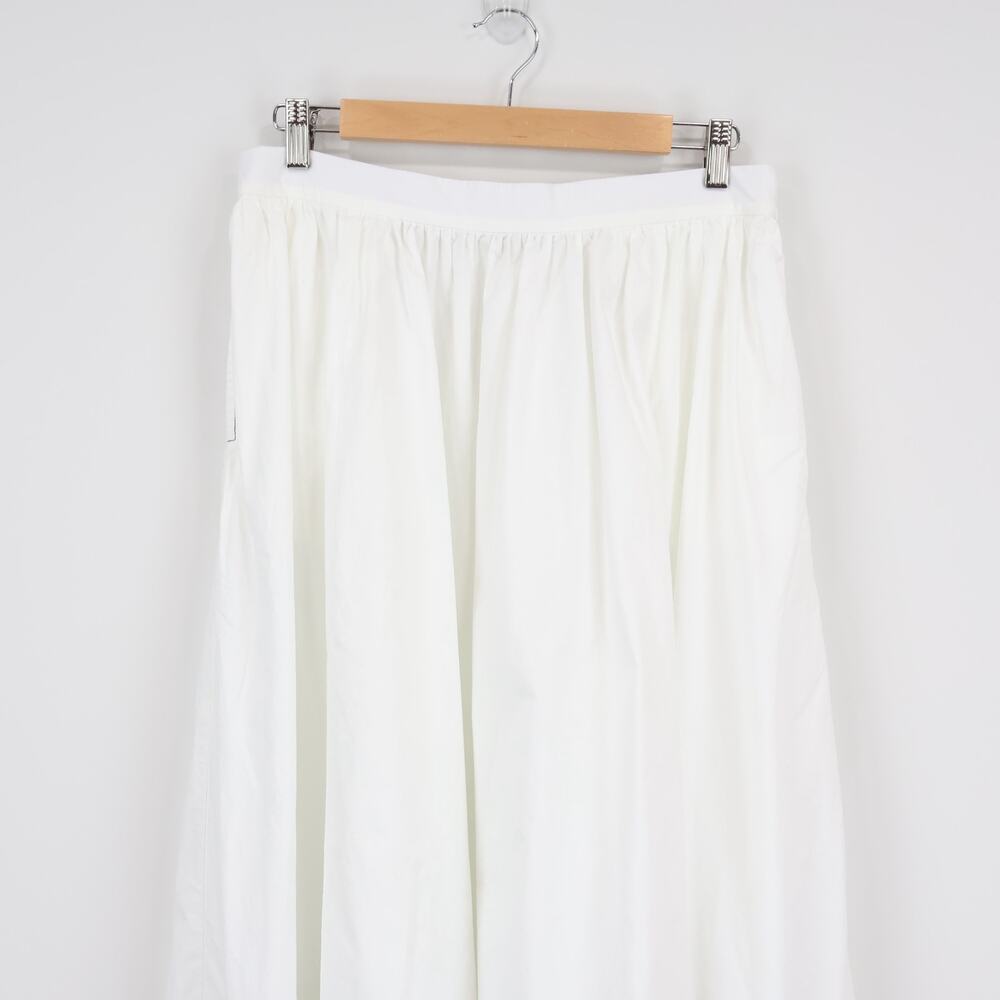 J.Crew Contrast Stitch Midi Skirt Cotton Poplin White Size 12 - Picture 3 of 7